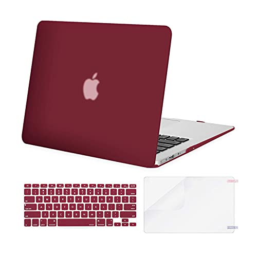 Book Cover MOSISO Compatible with MacBook Air 13 inch Case (Models: A1369 & A1466, Older Version 2010-2017 Release), Protective Plastic Hard Shell Case & Keyboard Cover & Screen Protector, Wine Red