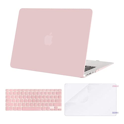MOSISO Compatible with MacBook Air 13 inch Case (Models: A1369 & A1466, Older Version 2010-2017 Release), Protective Plastic Hard Shell Case & Keyboard Cover & Screen Protector, Rose Quartz