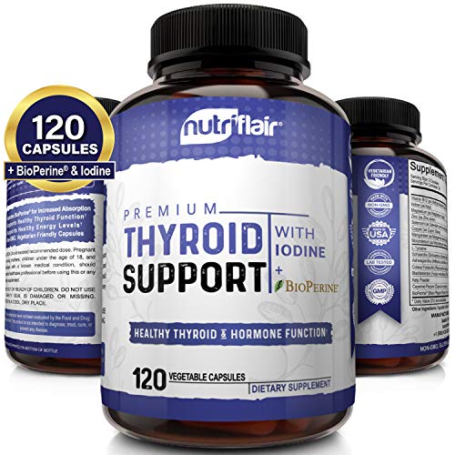 Book Cover Thyroid Support Complex with Iodine and BioPerine - 120 Capsules - Energy & Focus Supplement Formula for Women and Men, Boosts Brain Function & Metabolism, Concentration - Pills with B12, Ashwagandha