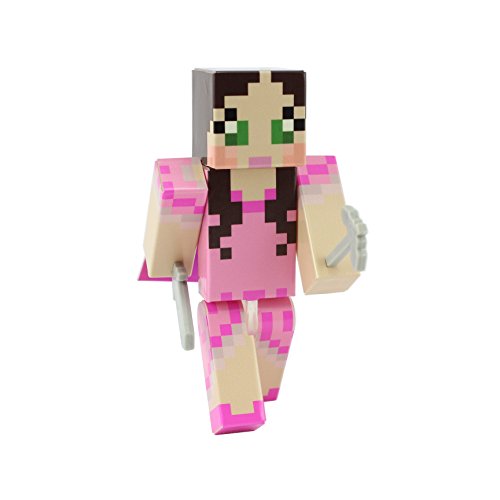 EnderToys Pink Dress Green Eyed Girl Action Figure Toy, 10cm Custom Series Figurines