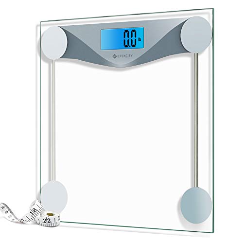 Book Cover Etekcity Digital Body Weight Bathroom Scale with Body Tape Measure, 8mm Tempered Glass, 400 Pounds
