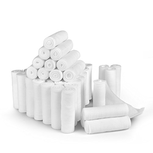 Book Cover D&H Medical 24 Bulk Pack Gauze Stretch Bandage Roll, 4 Inch X 4 Yards, Used for Wound Care, Easy to Use Cotton Ply Rolled Hand Wrap Dressing Ankles & Knees.