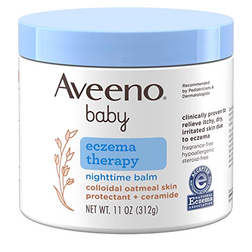 Book Cover Aveeno Baby Eczema Therapy Nighttime Moisturizing Balm with Colloidal Oatmeal & Ceramide, Soothes & Relieves Dry, Itchy Skin from Eczema, Hypoallergenic, Fragrance- & Steroid-Free, 11 oz