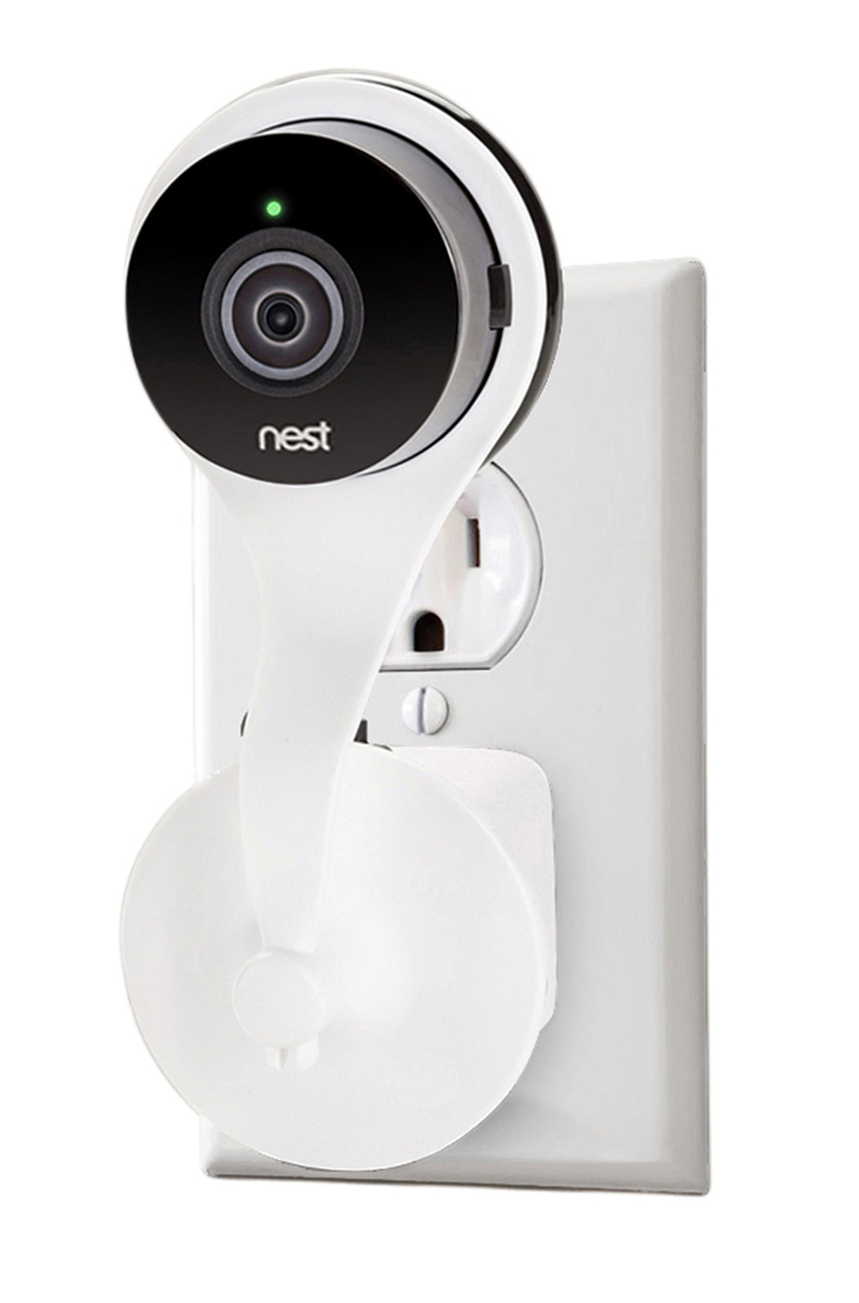 Nest Cam AC Outlet Mount; Wall Mount with 360 Degree Swivel for Nest Cam and Dropcam PRO by Wasserstein (White)