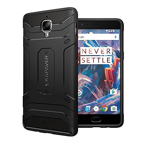 OnePlus 3T Case / OnePlus 3, KAPAVER Tough Rugged Case Cover - Solid Black Shock Proof Bumper Case [ One Plus 3 / One Plus 3T Cover ]