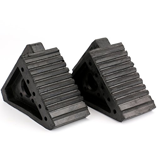 Book Cover Fasmov 2 Pack Solid Rubber Heavy Duty Wheel Chock, 3.85kg