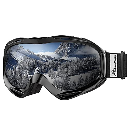 Book Cover OutdoorMaster OTG Ski Goggles - Over Glasses Ski/Snowboard Goggles for Men, Women & Youth - 100% UV Protection (Black Frame + VLT 10% Grey Lens with REVO Silver)