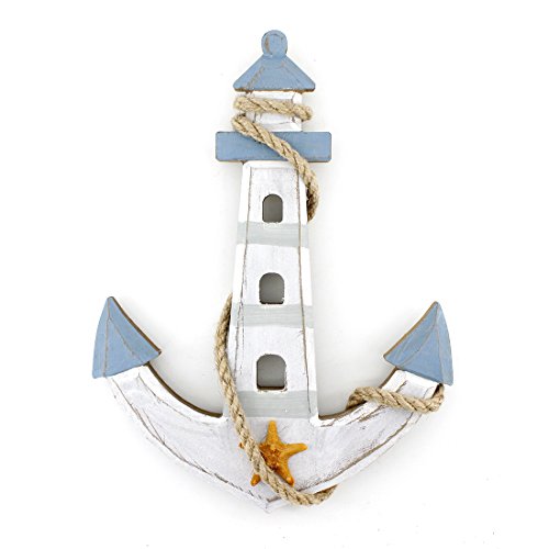 10"x7.6" Wooden Nautical Lighthouse Anchor Wall Hanging Ornament Plaque
