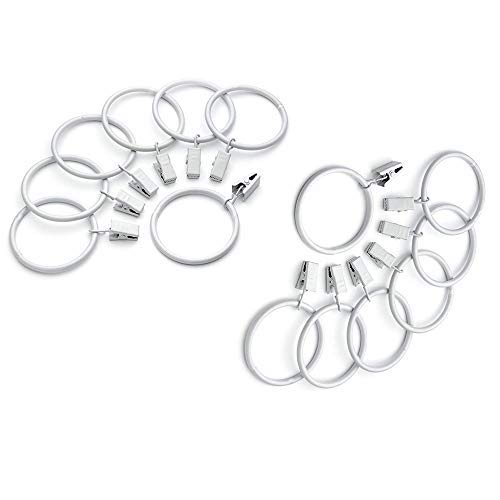 Decorative Drapery Curtain Clip Rings  Premium Iron Metal Material 2" Interior Diameter White Set of 14