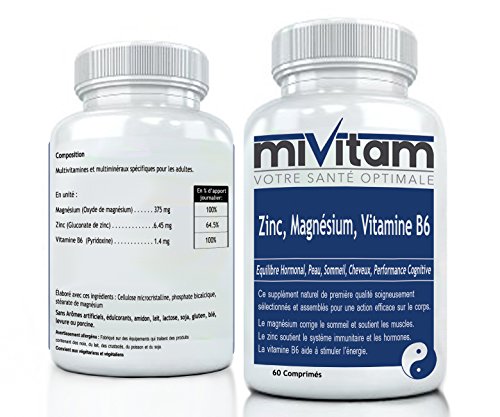 ZINC, MAGNÉSIUM, B6: ZMA - BOOSTE L'énergie, Règle le Sommeil, les Hormones, Aide le Sommeil, La Mémoire et Concentration: COMMANDEZ 2 POUR LIVRAISON GRATUITE