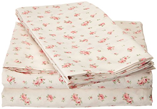 Book Cover AMRAPUR OVERSEAS 1PRTMFAG-SIV-QN Printed 4 pc Sheet Set Sweet Rose Ivory Queen