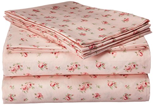 Book Cover Amrapur Microfiber Sheet Set | Luxuriously Soft 100% Microfiber Rose Printed Bed Sheet Set with Deep Pocket Fitted Sheet, Flat Sheet and 2 Pillowcases , 4 Piece Set,  Full