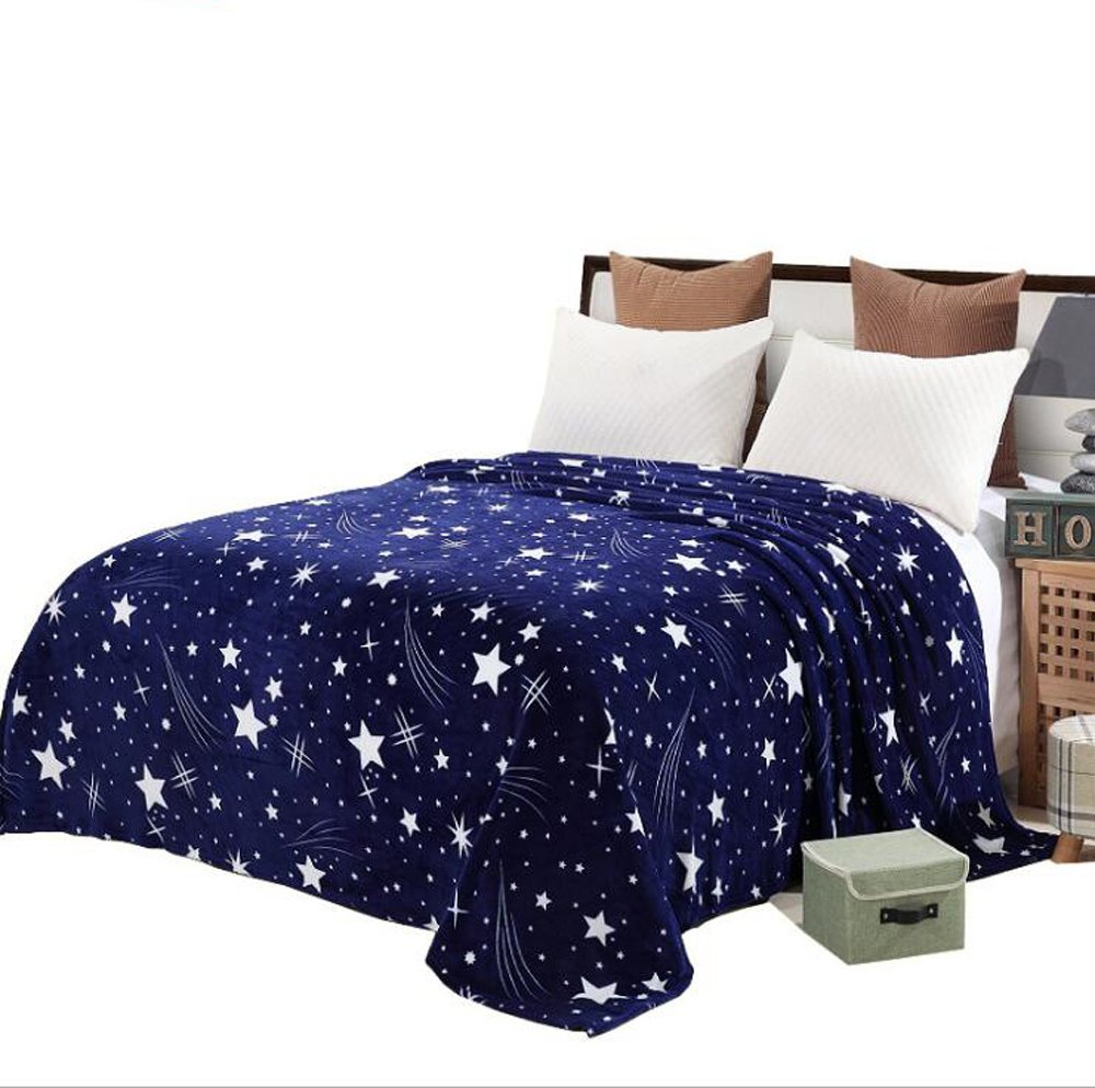 Book Cover Star Galaxy Blanket Throw Lightweight Plush Microfiber Blanket for Bed Sofa (Full, Navy) Full Navy Star