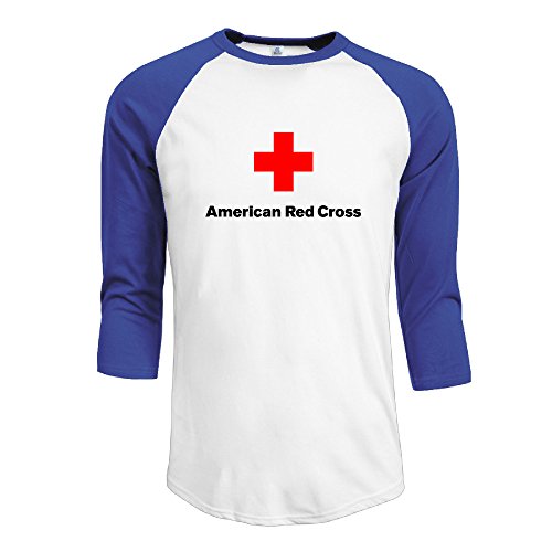 Texhood Men's ARC Amerian Red Cross Customized 100% Cotton Three-Quarter Sleeve Raglan Crew-Neck Summer T-Shirts RoyalBlue M