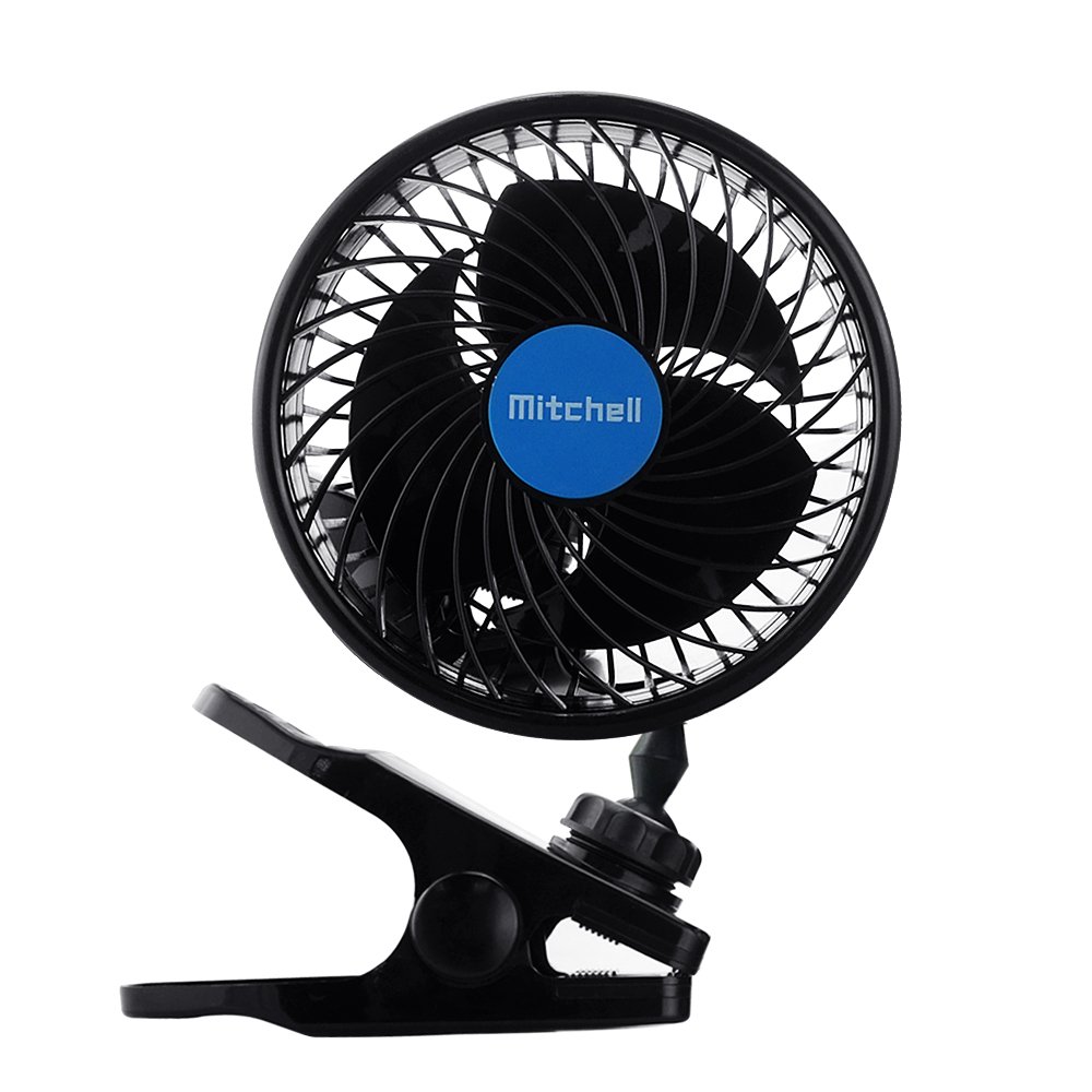 Jhua 12V Car Clip Fan Automobile Vehicle Cooling Car Fan Powerful Quiet Speedless Ventilation Electric Car Fans With Clip Cigarette Lighter Plug for Summer