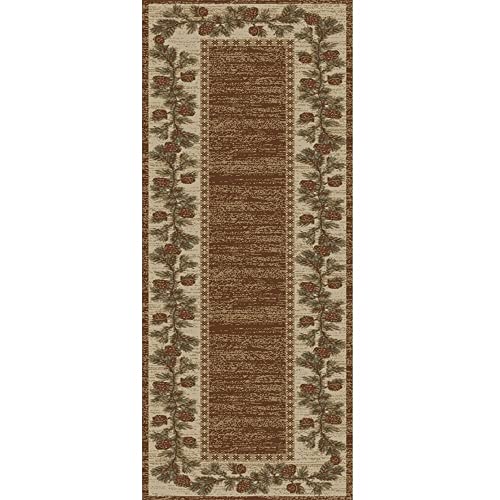 Rug Empire Rustic Lodge, Pine Cone Open Field Area Rug, 26" W x 91" L, Multi 6708