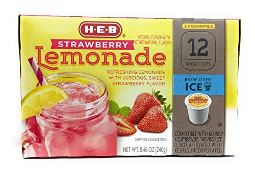 Book Cover HEB Brew Over Ice, Strawberry Lemonade Single Serve Cups compatible with Keurig 2.0, 12 cts
