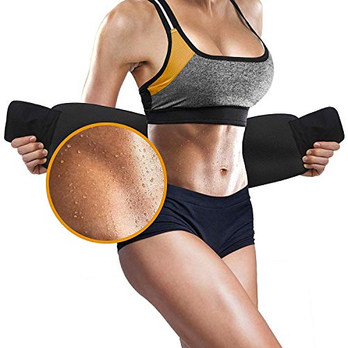 Perfotek Waist Trimmer Belt for Women Waist Trainer Sauna Belt Tummy Toner Low Back and Lumbar Support with Sauna Suit Effect One Size (Black)