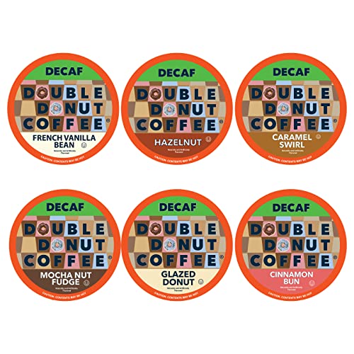 Book Cover Double Donut Coffee Decaf Flavored Coffee Single Serve Cups for Keurig K Cup Brewer Variety Pack Sampler (24 Count)