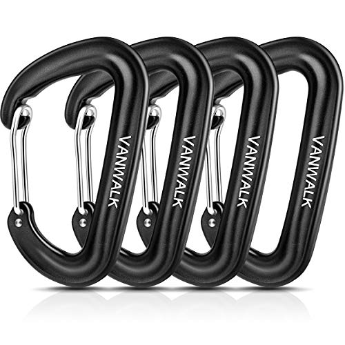 VANWALK Lightweight and Strong Aluminum, Best for Hammock Suspension - Fits All Hammocks, Clipping On Camping Accessories,Multifunctional Outdoor Sports Carabiner Buckle (Pair)