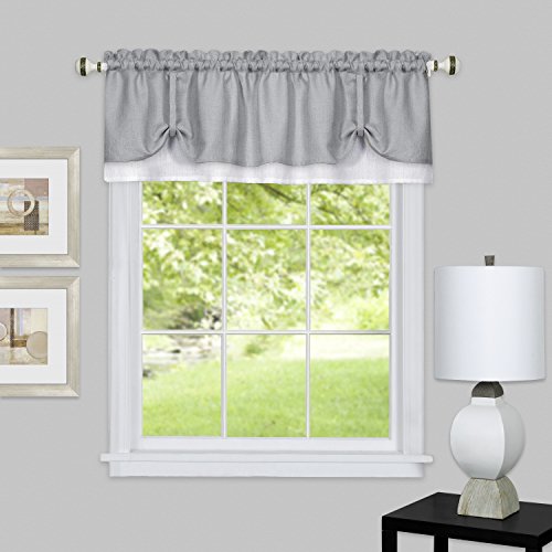 Achim Home Furnishings, Grey/White DRVL14GW12 Darcy Window Curtain Valance, 58" x 14"