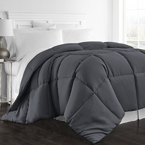 Book Cover Beckham Hotel Collection 1300 Series - All Season - Luxury Goose Down Alternative Comforter - Hypoallergenic Â -Â Full/Queen - Gray
