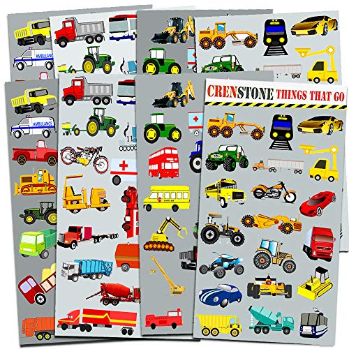 Book Cover Crenstone Cars and Trucks Stickers Party Supplies Pack Toddler -- Over 160  Stickers (Cars, Fire Trucks, Construction, Buses and More!)
