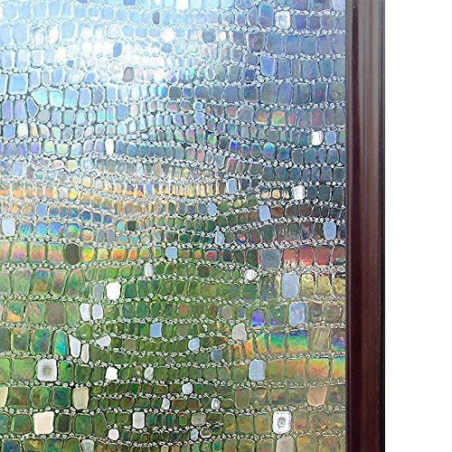 rabbitgoo Window Film No Glue Static Cling Privacy Glass Film 3D Pebble Window Films for Home Office Living Room 35.4 x 78.7 inches