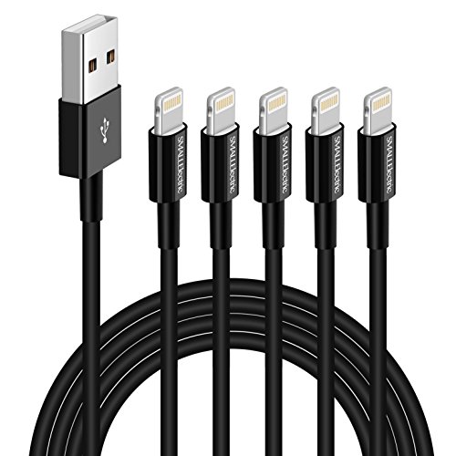 Lightning Charger Cable 3ft,SMALLElectric iPhone Charge Cable 5Pack Lightning Cord Compatible with iPhone X XS Max XR 8 7 6S 6 Plus 5S iPad 2 3 4 Mini, iPad Pro Air,iPod,Black