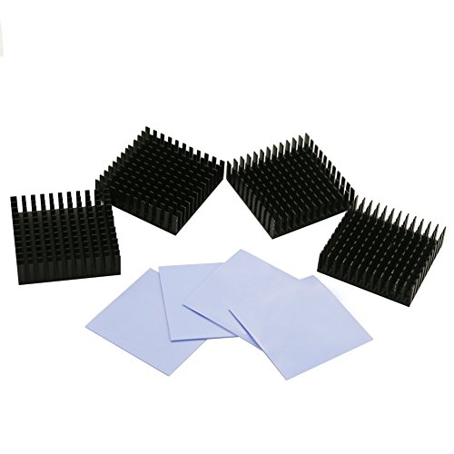 BNTECHGO Black Aluminum Heat Sink Cooling Fin 4 Pcs 40mm x 40mm x 11mm