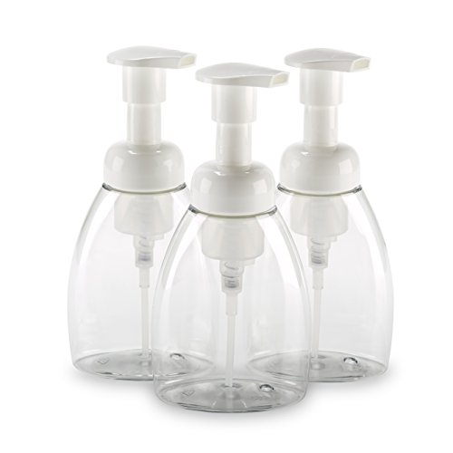 Foaming Hand Soap Dispenser (3 pk) Soap Foam Dispenser Durable (8.5 oz) Plastic Soap Dispenser- Refillable and Eco Friendly Pump for use in Bathroom and Kitchen - Parker Eight Clear