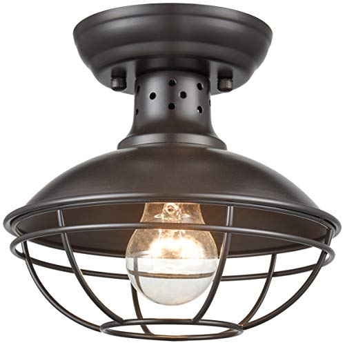 DAYCENT Dazhuan Industrial Vintage Metal Cage Pendant Lighting Semi Flush Mount Ceiling Light Lamp Fixture ORB Hanging Chandelier