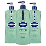 Vaseline Intensive Care Body Lotion for Dry Skin Soothing Hydration Lotion Made with Ultra-Hydrating Lipids + 1% Aloe Vera Extract to Refresh Dehydrated Skin 20.3 oz, Pack of 3 (packaging May Vary)