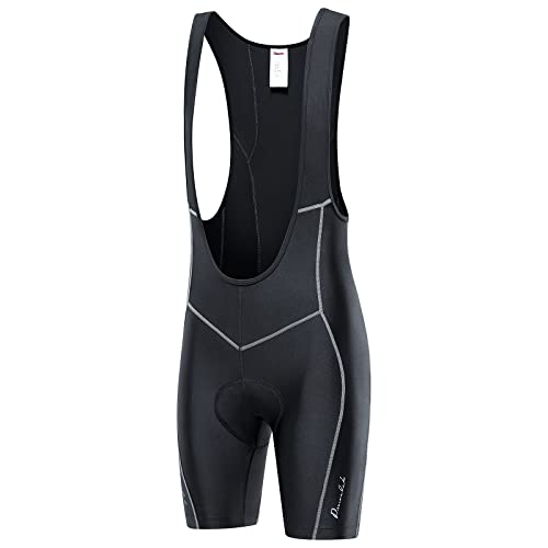 Przewalski Men’s 3D Padded Cycling Bike Bib Shorts, Bicycle Biking Bib Shorts Black
