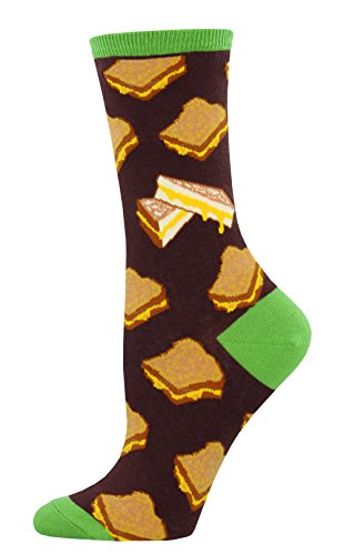 Socksmith Women's Crew Socks (Grilled Cheese - Brown, 1-Pack)