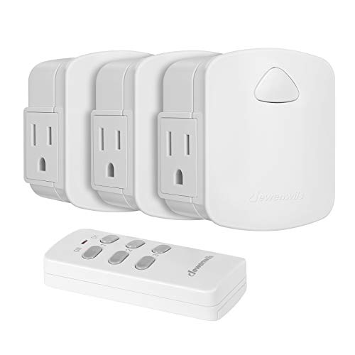DEWENWILS Remote Control Outlet, Upgraded Version Wireless Remote Light Switch for Lamp, Household Appliances, 15A/1875W, 100 FT Long Range, ETL Listed, White (1 Remote + 3 Outlets Pack)