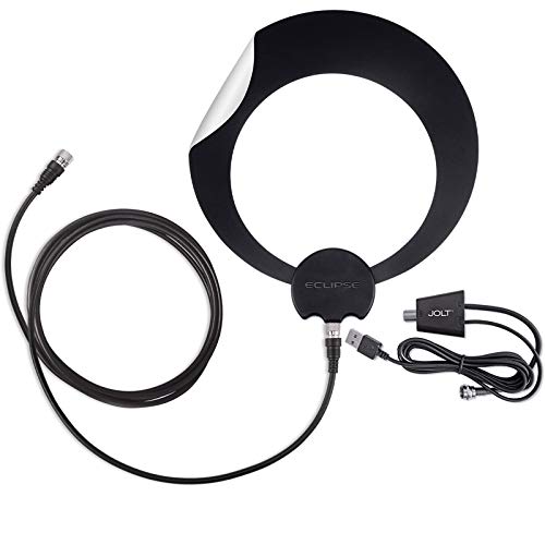 Book Cover Antennas Direct ClearStream Eclipse Amplified TV Antenna, 50+ Mile Range, Multi-Directional, Grips to Walls, 15dB In-Line Amplifier, 12 ft. Coaxial Cable, Power Adapter, Black or White (ECL-A)