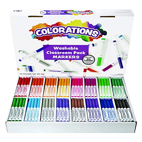 Colorations Washable Classic Markers Classroom Pack - Set of 256 (Item # 982561), Assorted Set
