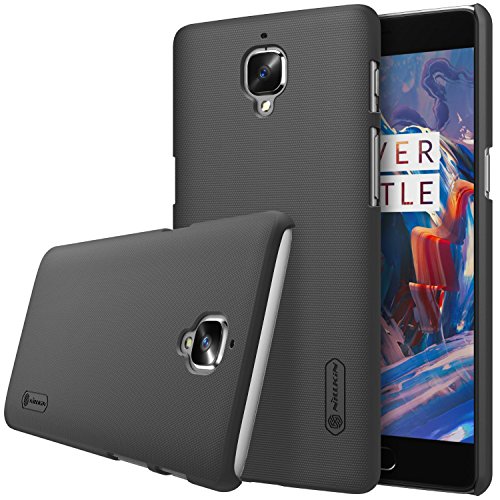 Book Cover Oneplus 3 Case,Nillkin [With Kickstand] Frosted Shield Anti fingerprints Hard PC Case Back Cover for Oneplus 3-Retail Package (Black)