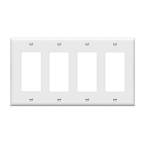 ENERLITES Decorator Light Switch or Receptacle Outlet Wall Plate, Size 4-Gang 4.50" x 8.19", Polycarbonate Thermoplastic, 8834-W, White