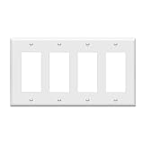 ENERLITES Decorator Light Switch or Receptacle Outlet Wall Plate, Size 4-Gang 4.50" x 8.19", Polycarbonate Thermoplastic, 8834-W, White