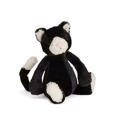 Jellycat Bashful Black and White Kitten Stuffed Animal, Small, 7 inches