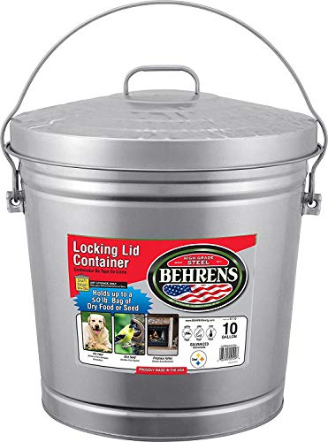 Book Cover Behrens FBA High Grade 6110 10 Gal Silver Galvanized Steel Dry Storage Can W/Locking Lid