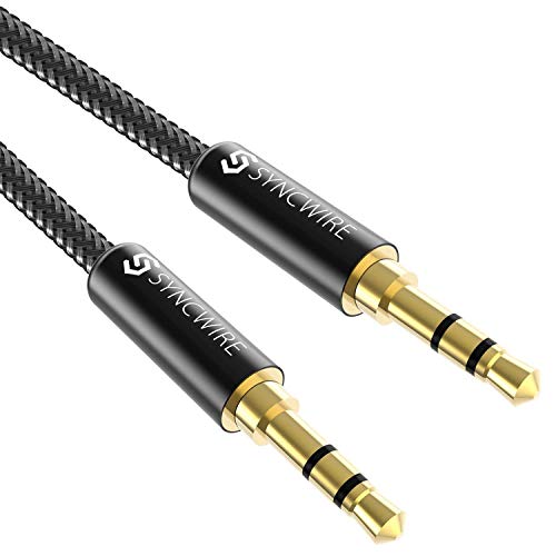 Book Cover Syncwire 3.5mm Nylon Braided Aux Cable (3.3ft/1m,Hi-Fi Sound), Audio Auxiliary Input Adapter Male to Male AUX Cord for Headphones, Car, Home Stereos, Speaker, iPhone, iPad, iPod, Echo & More â€“ Black