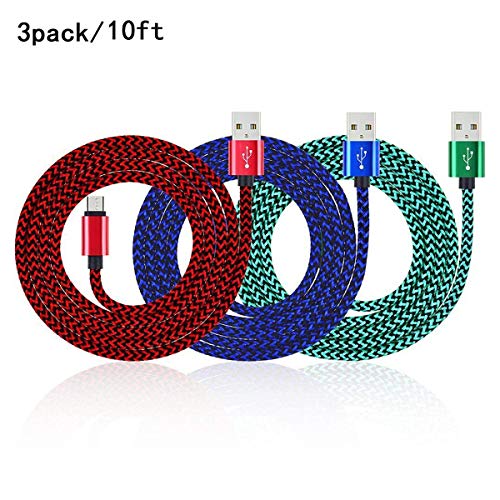 Book Cover Premium Extra Long Nylon Braided USB 2.0 A Male to Micro B Charging Cables for Amazon Kindle Fire, HD, HDX, Kindle Paperwhite, Voyage, Oasis, Amazon Tap