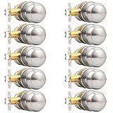 Probrico Interior Door Knobs for Hallway, Flat Ball Closet Door Knob Brushed Nickel Finish, 10Pack Passage Door Knobs Brushed Nickel Door Knob