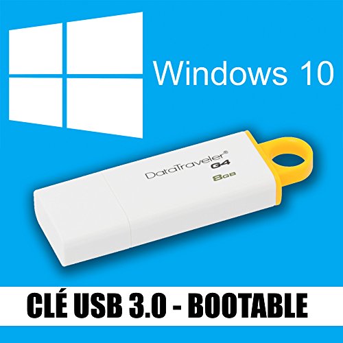Windows 10 - Familiale & Professionnelle (Home & Pro) - Français - 32 & 64 bits - Clé USB 3.0 - 8 Go - Réinstallation, restauration, réparation