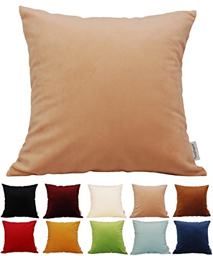 Book Cover TangDepot Solid Velvet Throw Pillow Cover/Euro Sham/Cushion Sham, Super Soft Pillow Cases, Many Color & Size options - (12