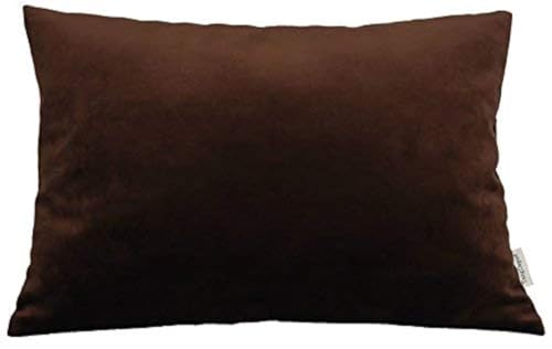 TangDepot Solid Velvet Throw Pillow Cover/Euro Sham/Cushion Sham, Super Luxury Soft Pillow Cases, Many Color & Size Options - (12"x18", Brown)