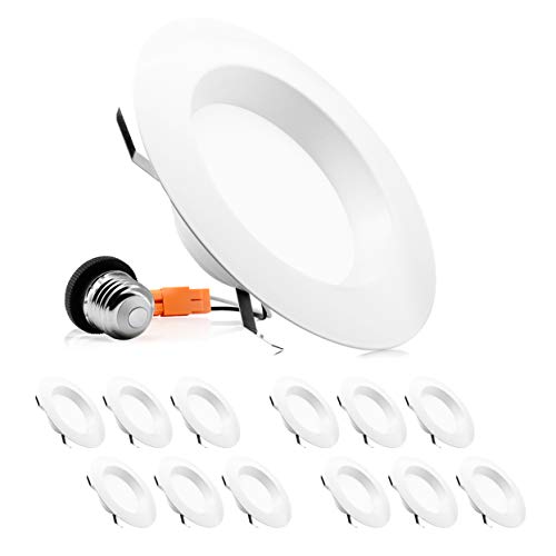 Parmida (12 Pack) 5/6 inch Dimmable LED Downlight, 15W (120W Replacement),EASY INSTALLATION, Retrofit LED Recessed Lighting Fixture, 5000K (Day Light), 1100Lm, ENERGY STAR & ETL, LED Ceiling Can Light